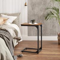 Mesa Auxiliar Industrial para Sofá Mesa de Noche en C, Bandeja de TV para Sala de Estar, Dormitorio, Estilo Rústico Marrón y Negro - details 4