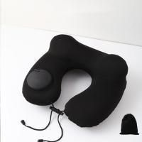 Almohada de viaje inflable en forma de U, cojín de soporte para el cuello con presión suave de la mano, con bolsa de almacenamiento, almohadilla para reposacabezas para ahorrar espacio, coche - details 3
