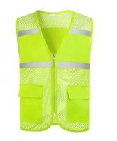 Chaleco reflectante para construcción nocturna, red de pesca con múltiples bolsillos, chaqueta voluntaria para grandes eventos, chaleco informal con cierre de cremallera para verano - details 7
