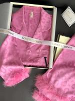 Conjunto de pijama de mujer de manga larga, pijama, 2 piezas, satén home TRE, lujosa camisa y pantalón con estampado de leopardo, novedad para el verano - details 6