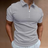 Camiseta de hombre Camiseta POLO elástica de manga corta con cremallera a rayas Top Color sólido - details 5