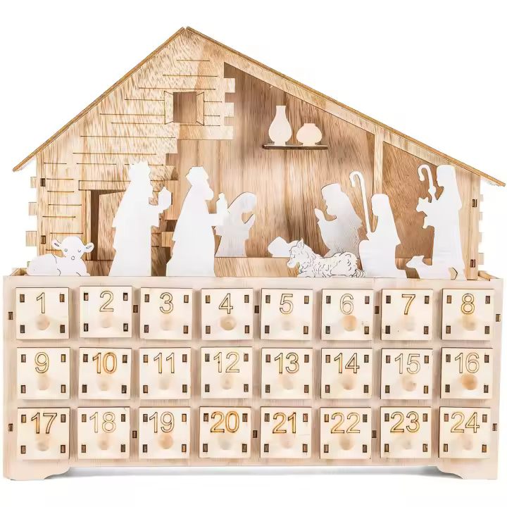 Calendario de iluminación LED para Navidad, decoración de Madera, 2024 - 1