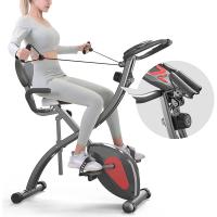 Bicicleta Estática Plegable, Fitness Bicicleta de Ejercicio con respaldo, Banda de Resistencia, 8 Niveles de Resistencia Magnética,Sensor de Pulso, Altura Ajustable, Peso Máx 120 kg… - details 0