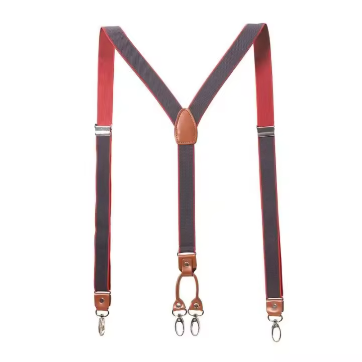 Tirantes elásticos de 2,5 cm de ancho para hombre con 4 ganchos en forma de Y, una camisa, usable, utilizada para pantalones - 1