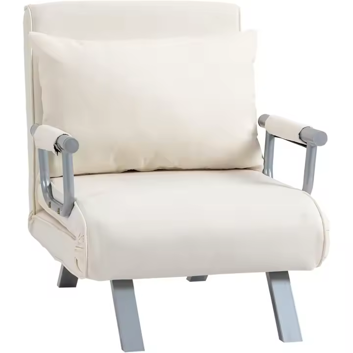 Sofá Cama Plegable Tapizado de Ante Sintético Respaldar Ajustable 5 Niveles 2 Almohadas Acolchadas - 1