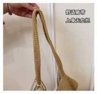 Bolso tejido de gran capacidad para mujer primavera y verano nuevo bolso de hombro de color en contraste bolso de playa versátil para vacaciones en la playa - details 3
