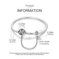 Plata de Ley 925, trébol de cuatro hojas de la suerte, cadena de seguridad, pulsera con dijes, colgantes, joyería fina para mujeres y niñas - details 4
