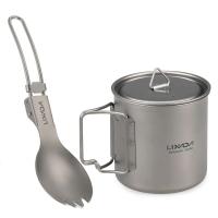 Taza de titanio ultraligera con utensilios de cocina plegables, camping villa, senderismo, picnic, lixiviación, 300ml/350ml/550ml/650ml/750ml - details 0