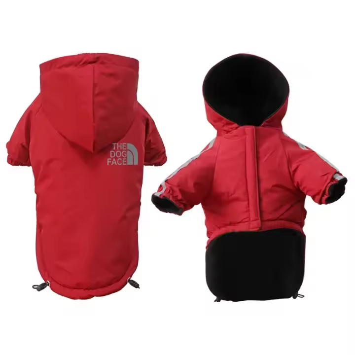 Ropa reflectante para mascotas, abrigo Cálido impermeable de algodón, chaqueta con capucha, cara de perro pequeño, Otoño e Invierno - 1