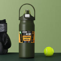 Botella de agua de acero inoxidable aislada, matraz deportivo portátil de gran capacidad con mango 2 en 1 para gimnasio, 800ml - details 3