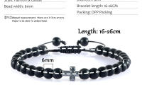 Pulsera de Piedra Natural 6mm Estilo Trenzado para Hombres y Mujeres Cruza de Oración Jesús - details 2
