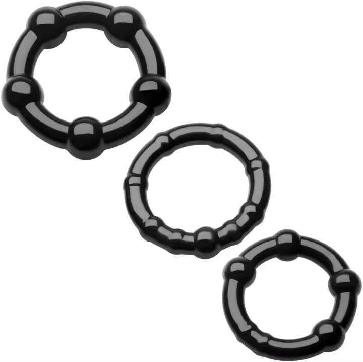Anillo para pene masculino, 3 uds., kits de anillos para pene, anillos retardantes con masajeador, protuberancias para erecciones más largas, más duras y fuertes, ensanchador de testículos, TPE, juguetes sexuales para adultos - 1