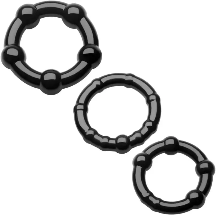 Anillo para pene masculino, 3 uds., kits de anillos para pene, anillos retardantes con masajeador, protuberancias para erecciones más largas, más duras y fuertes, ensanchador de testículos, TPE, juguetes sexuales para adultos - 1