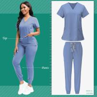 Uniforme de limpieza para mujer, Top exfoliante de enfermería, pantalones, traje médico, Ropa de Trabajo de niñera pediátrica, bata quirúrgica para quirófano, - details 15