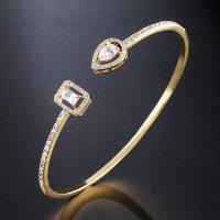 Brazaletes de Color dorado con geometría de lujo para mujer, pulseras de circonia cúbica a la moda, joyería diaria para fiesta INS. - details 4