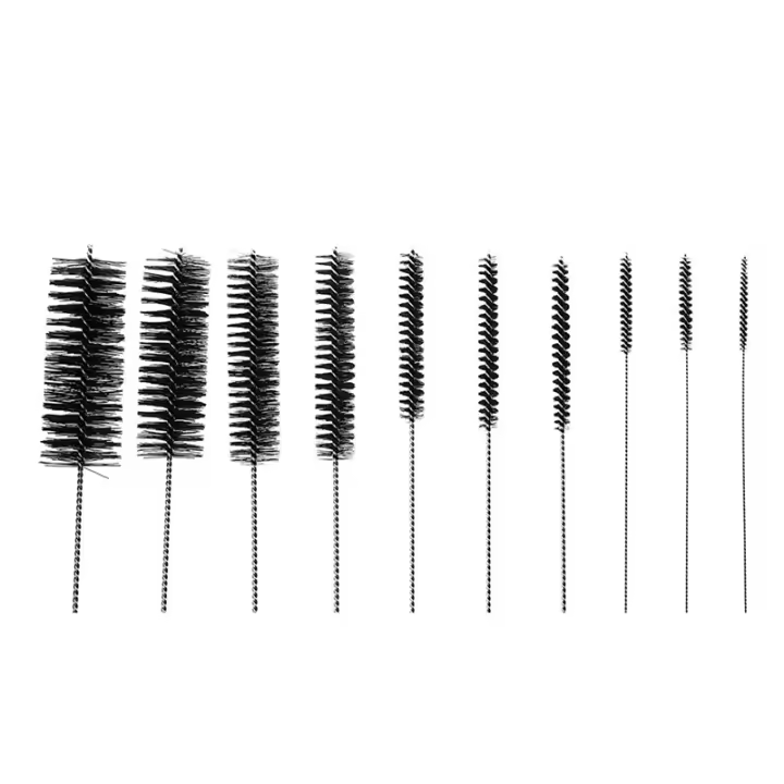 Juego de cepillos de limpieza de nailon para piezas, Kit de cepillo de alambre pequeño para limpieza de tuberías, joyería, teclados, gafas, color negro, 10 piezas - 1