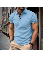 2025 verano nueva camisa POLO de color sólido de manga corta con solapa para hombre. - details 3