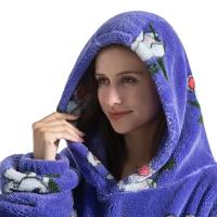 Manta de franela de invierno para adultos y niños, sudadera con capucha de manga larga, jersey de lana, manta usable, regalo - details 2