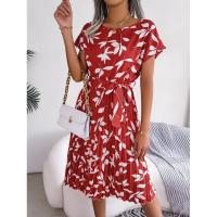 Ropa de mujer Primavera Verano Nuevo Vestido de manga corta con lazo floral Falda plisada - details 2