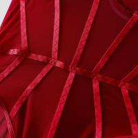 Shaper body sling mesh perspectiva simple hot girl ins viento aros de acero reunir onesie rojo - details 3