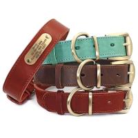 Collar cuero personalizado mascota collares suaves perro etiqueta de identificación grabada para perros grandes Pitubull Pastor - details 12