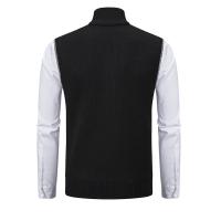 Suéter sin mangas de punto para hombre, cárdigan de terciopelo de lana con cremallera, jerséis de cuello alto, Chaleco de punto - details 15