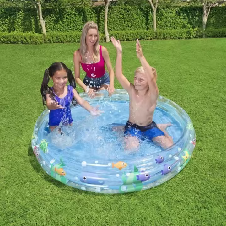 Tubo de Baño Móvil Circular de 152cm x 30cm Equipado con Anillos de Piscina Transparente - 1