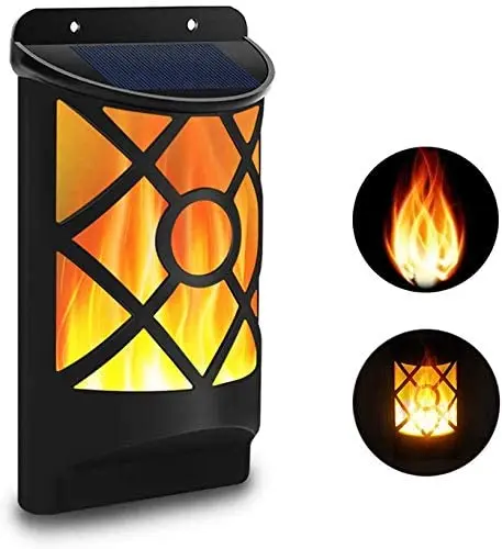 Luces de Llama Solar RXUNS Linterna de Peso de Agua al Aire Libre Lámpara de Sol con 96 LEDs para Patio, Deck, Conducción, Montado en la Pared - 1