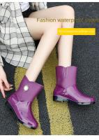 Botas De Lluvia Para Mujer Estilo Nuevo Invierno Media Calf Impermeables Antideslizantes Para Exteriores Y Cocina Zapatos De Goma Para Trabajo - details 0