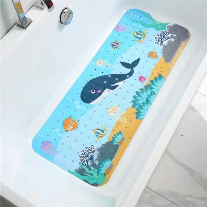 1 Alfombrilla Para Bañera De Dibujos Animados Del Mundo Submarino, Alfombrilla Grande Antideslizante Para Baño Y Baño - 1
