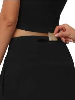 Faldita de cintura alta para mujer de rodilla con 5 bolsillos - Poliéster elástico, dobladillo dividido, color sólido para tenis y golf, negro, falda de golf |   Diseño de falda elegante |   Tejido de estiramiento medio - details 2