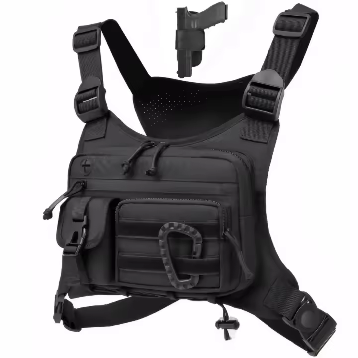 Bolsa de pecho para hombres y mujeres, para correr, senderismo, chaleco EDC, impermeable, antirrobo, para deportes y entrenamientos al aire libre - 1