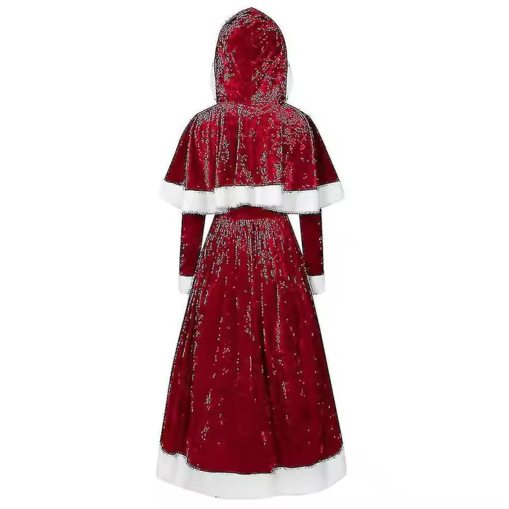 Disfraz de patinadora navideña con capucha para mujer, disfraz de Papá Noel, disfraz de Cosplay BSSM - 1