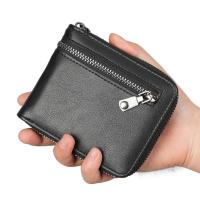 Cartera corta Retro fina para hombre, tarjetero de identificación, billetera plegable de cuero PU, tarjetero, monedero, monedero de negocios diario - details 5