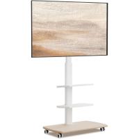 Soporte TV de Pie con Ruedas Blanco para Pantallas de 32 a 70 Pulgadas,Giro de 60 ° ,MAX VESA 600*400mm,Ajuste de Altura,Gestión de Cables, Soporte TV Ruedas con 2 Estantes y Base Madera - details 0