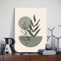 Cuadro de Pared en Lienzo Bohemio 3pcs con Marco de Color Verde Mantillo Nórdico Abstracto Geométrico con Hojas de Plantas Posters Decoración para Dormitorio y Hogar Marca DHROOM - details 9