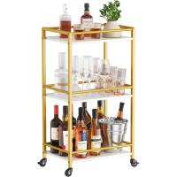 Carrito Auxiliar de 3 Niveles,Carrito de Servicio de té con Ruedas con Bloqueo,Carrito de Cocina y Alcohol para Comedor y Sala de Estar,43,2 x 30 x 81,5 cm, Marrón rústico - details 8
