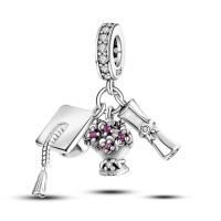 LAZA-Colgante de sombrero y flores para mujer, cuentas de plata de ley 925 con certificado de grado, para pulseras, collares, regalo de joyería - details 1