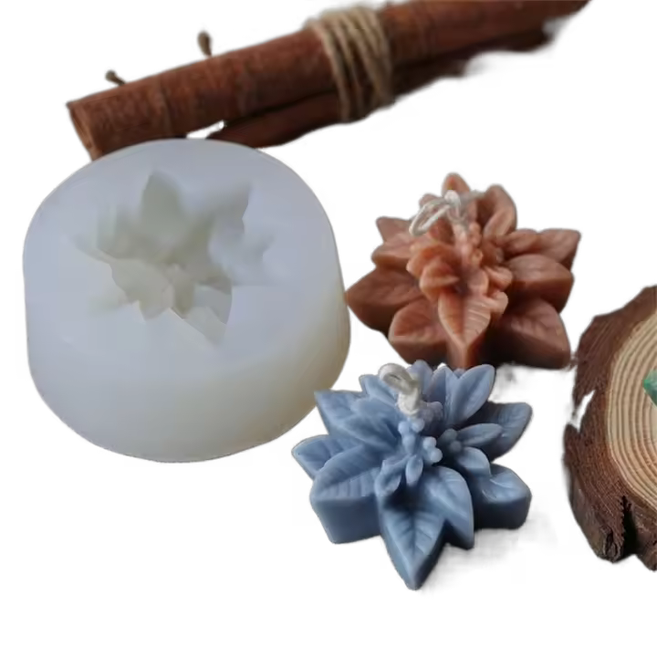 Vela aromática de silicona, molde de flores de Navidad, molde de vela inodoro reutilizable, molde hecho a mano de Navidad - 1