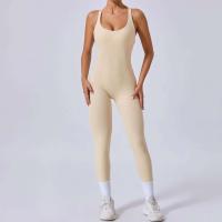 Conjunto de gimnasio para mujer mejorado con acolchado, traje de yoga, ropa deportiva, azul marino beige, 2024 - details 18