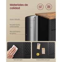 Almacenamiento, Armario de Metal, Aparador con Puertas Dobles, Cierre Magnético, Estantes Ajustables, Marco de Acero, Marrón Rústico y Negro Mate LSC204B01 - details 3