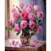 RUOPOTY-pintura por números para manualidades, pintura de números de flores rosas, decoraciones para el hogar, pinturas acrílicas para adultos - details 0