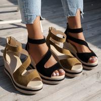 Sandalias de cuña de verano para mujer, zapatos de moda Cómodo tacón alto ligero - details 7