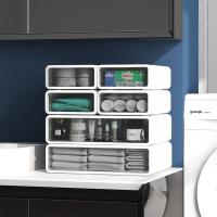 Cajones de almacenamiento de plástico, cajón grande antideslizante para escritorio, papelería, armario blanco apilable para documentos y artículos diversos, 2 uds. - details 1