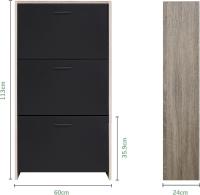 Mueble zapatero de 12 pares - Estantería de gran capacidad para vestíbulo o pasillo - (ancho) 60 x (profundidad) 24 x (alto) 80 cm - Madera clara blanca - details 106