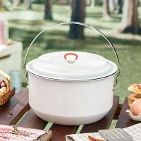 Hanging Pot Stainless Steel Camping Pot 4 L Folded Handle Lightweight Camp Stockpot with Lid Cover for Beach Travel Explorers