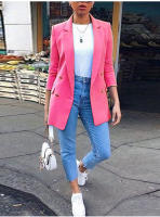 Chaqueta Blazer De Moda Para Mujer Casual Vintage Largo Manga Casual Oficina Primavera Otoño Chaqueta Lady Con Cuello Lapel Outerwear Estándar - details 8