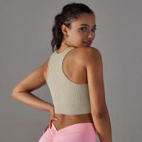 Tops de yoga para mujer, top de gimnasio sexy, sujetador informal a rayas sin costuras, ropa interior transpirable, top para correr - details 10