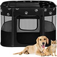 Cercado portátil para mascotas de 80x60x55cm, plegable, rectangular, sala de partos, nido para gatos, cabaña para gatos, casa para cachorros, casa cerrada para mascotas (negro) - details 0