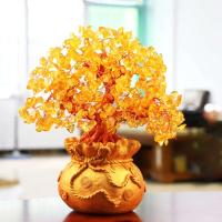 Bolsa de riqueza de cristal Natural de escritorio dorado, árbol de dinero tembloroso, adorno de regalo artesanal, Navidad, 1 ud. - details 1